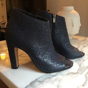 Vince Sierra Python Print Peep Toe Booties