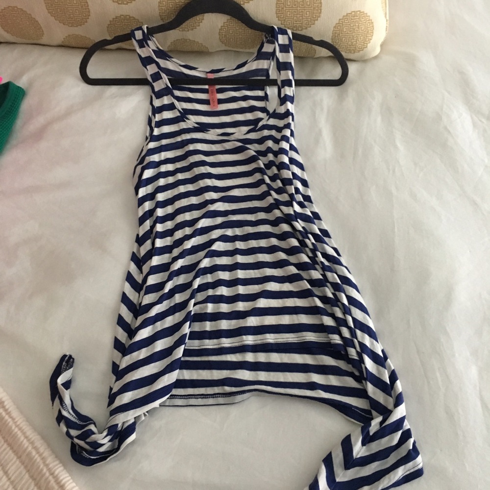 Navy and white striped tank