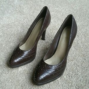 Brown oxford style heels