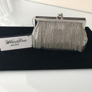 Whiting and Davis mini fringed silver mesh bag