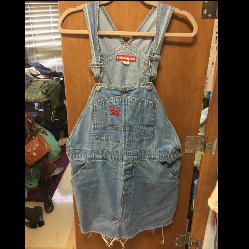 Denim overall skirt