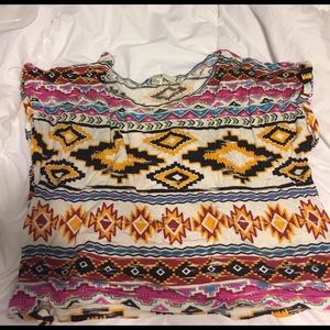 Aztec Print Crop Tee
