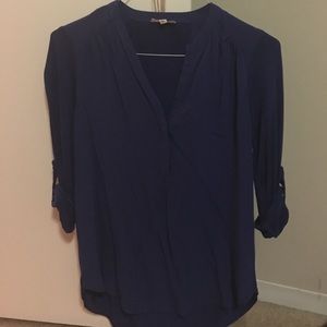 Pleione Royal Blue roll sleeve top