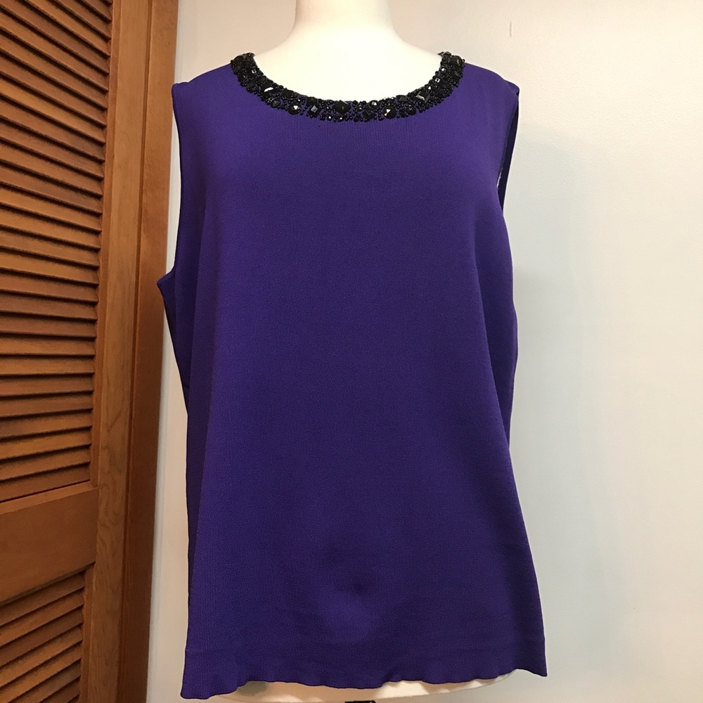 Ruby Rd. Woman Purple Sleeveless Knit Top
