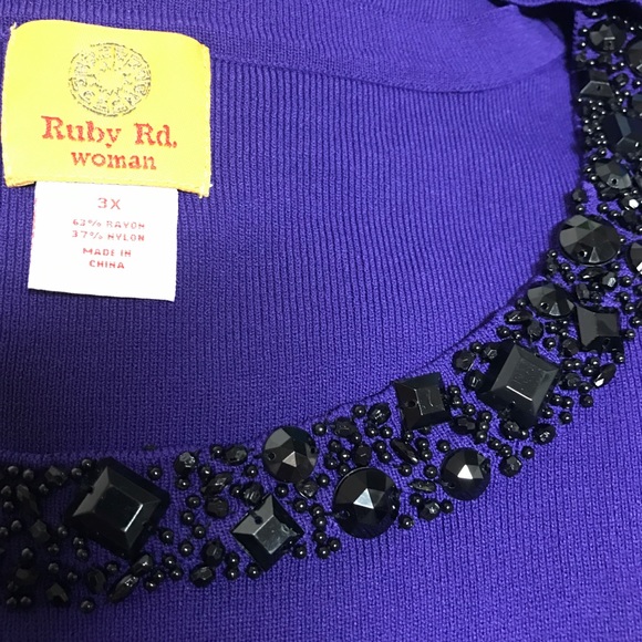 Ruby Rd. Woman Purple Sleeveless Knit Top - Picture 4 of 7