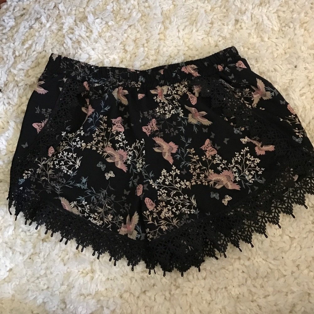 Black lace shorts
