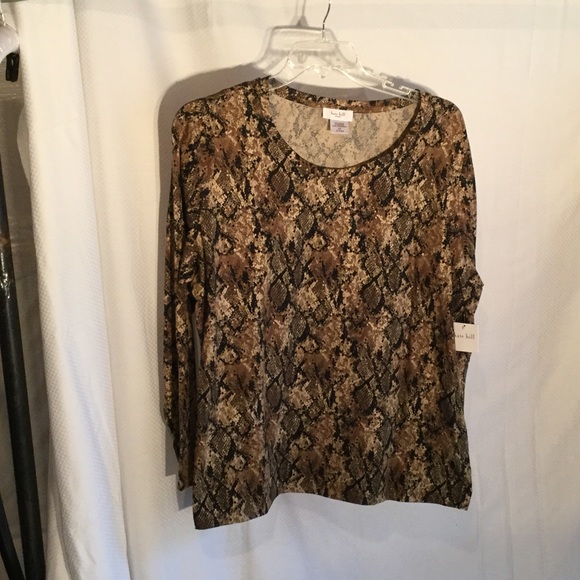 Kate Hill Animal long sleeve t 2x NWT - Picture 1 of 4