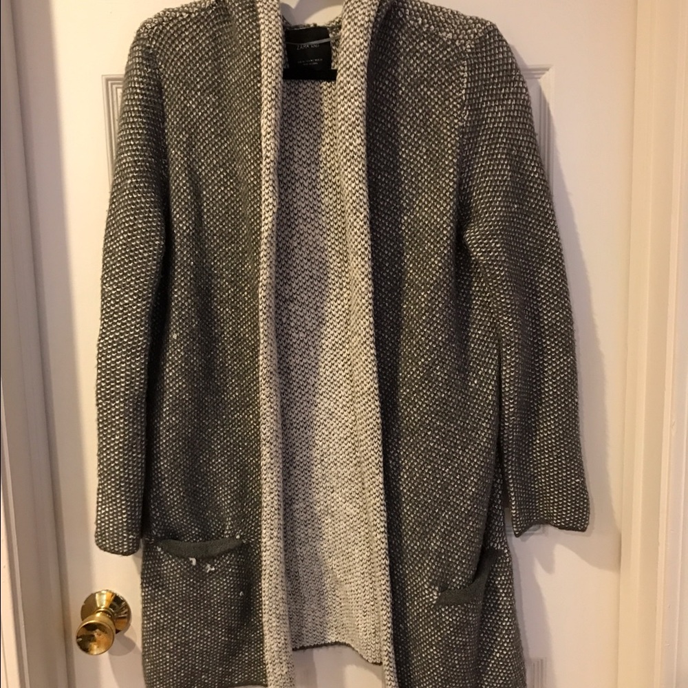 ZARA KNIT LONG HOODED CARDIGAN