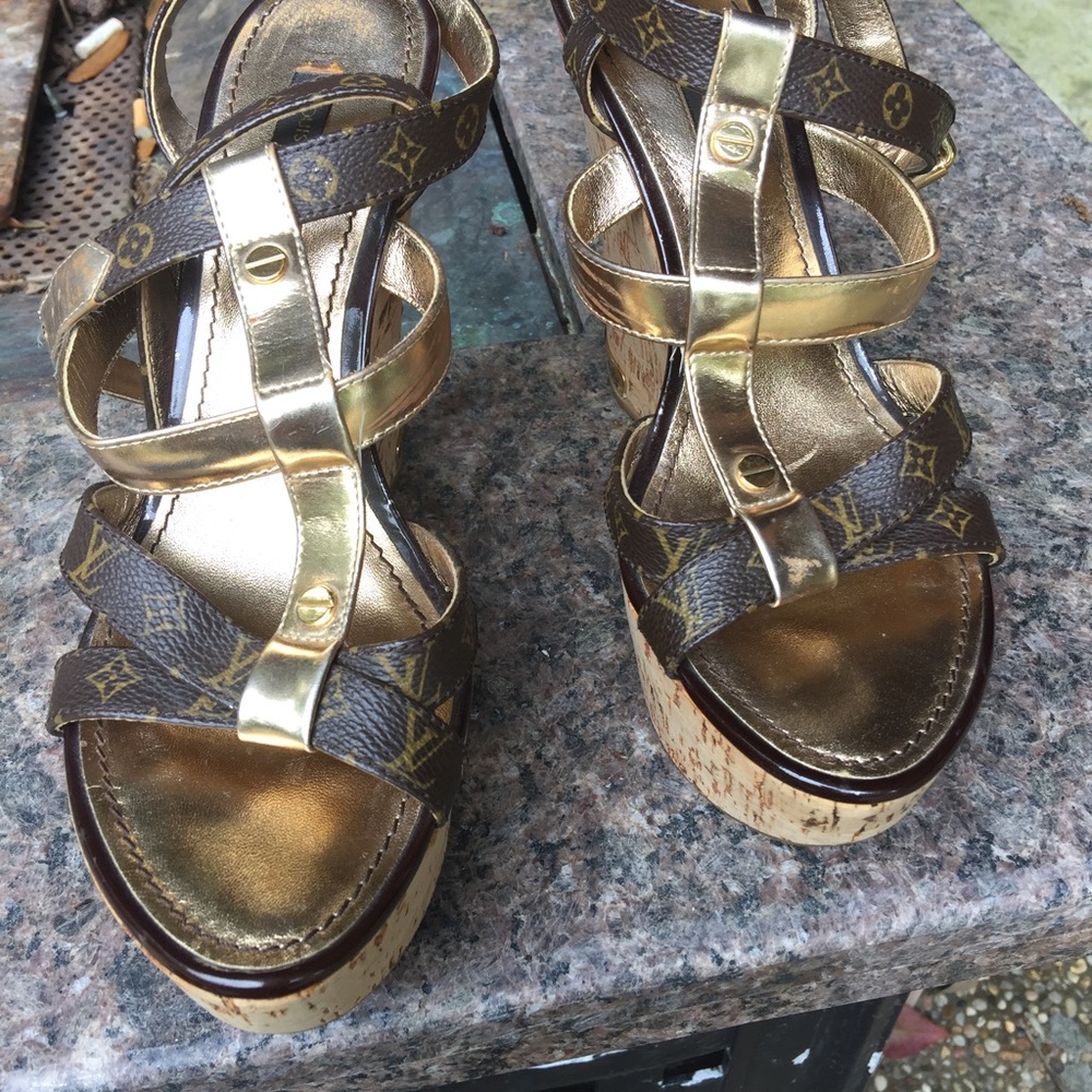 Authentic Louis Vuitton wedge sandals