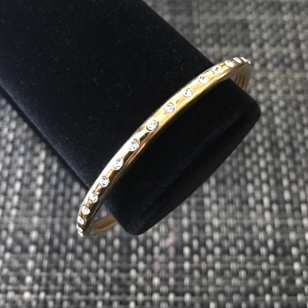 J.Crew Thin Gold Tone Rhinestone Bangle