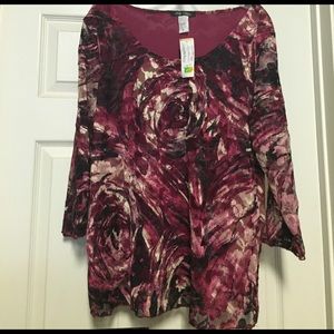 Plus size burgundy floral lace top
