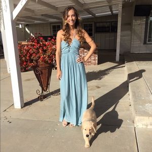 Long blue prom dress