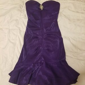 Purple shimmery strapless dress