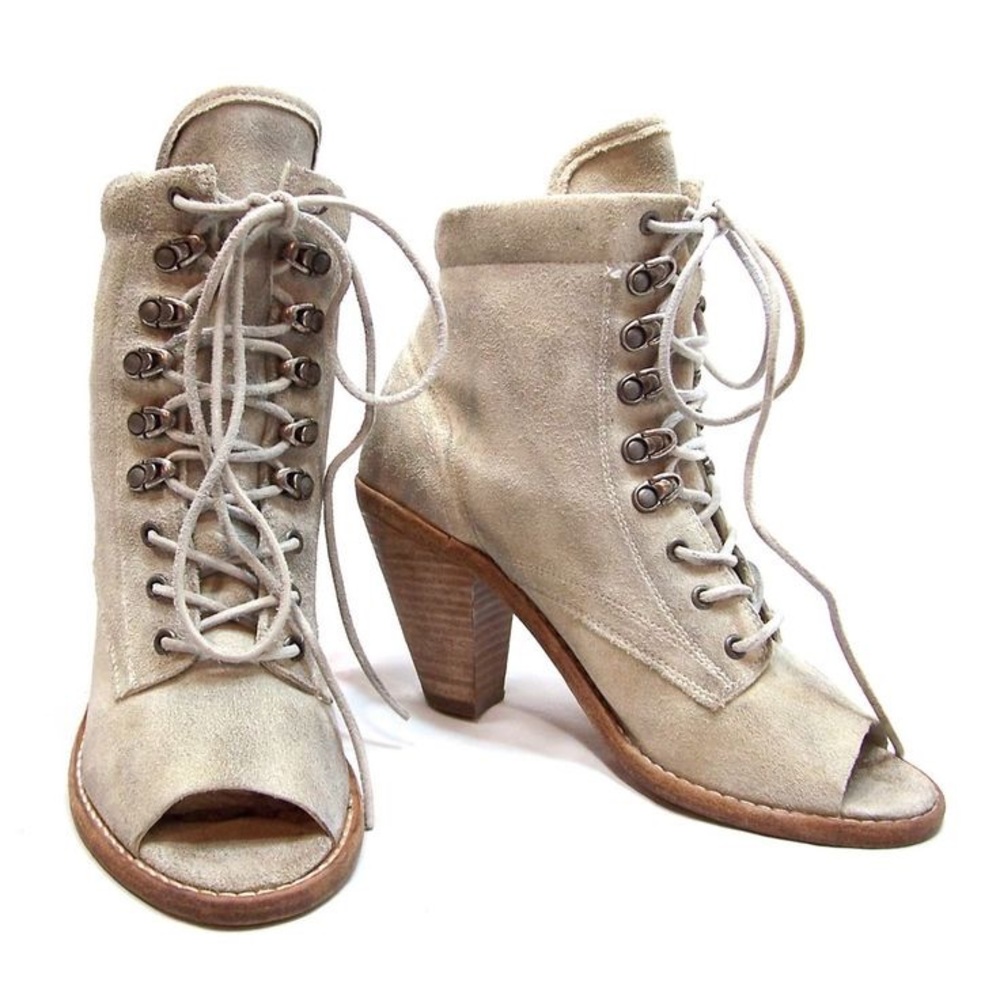 All saints Jack place light gray open toe heels