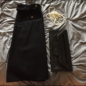 J. Crew wool black skirt with brass buttons | 8