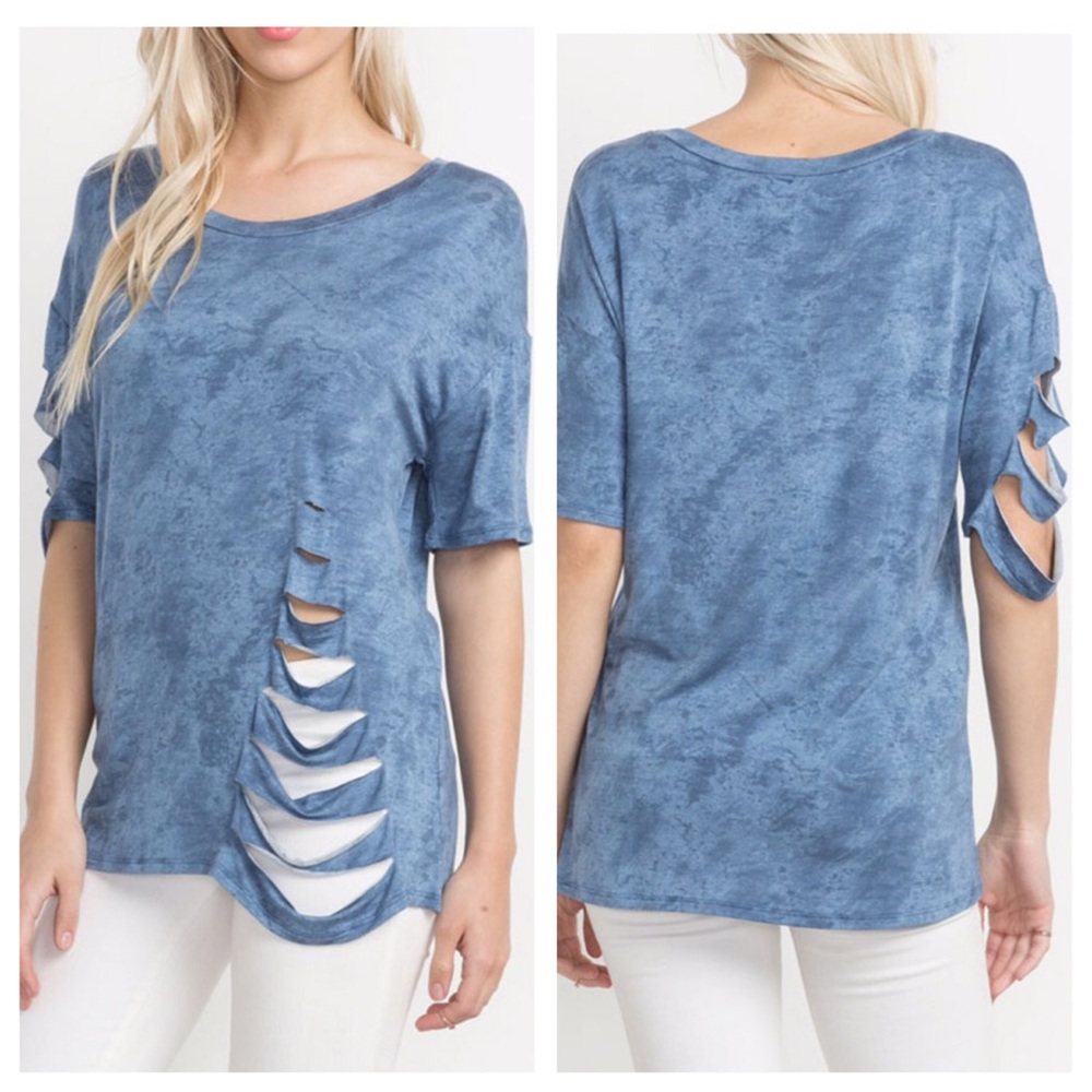 🆕Washed Ladder Cutout Detail Top
