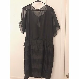 Black Sheer Dress w/ Tiered Bottom