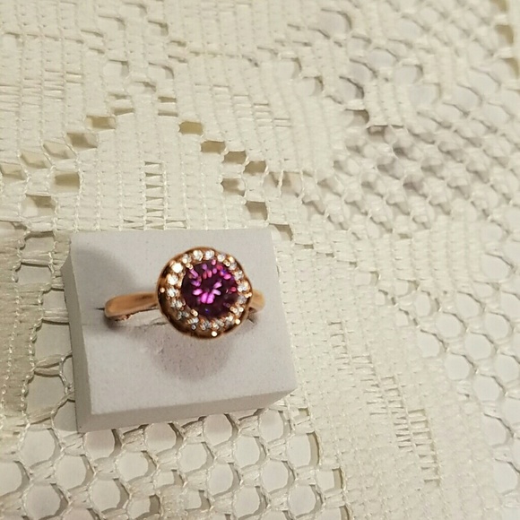 Emotions Purple Swarovski Zirconia Halo Ring - Picture 2 of 4