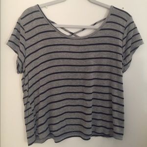 Charlotte Russe Striped Crop Top Crisscross Back
