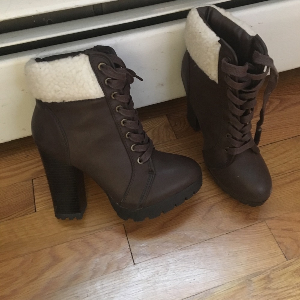 Brown heel booties