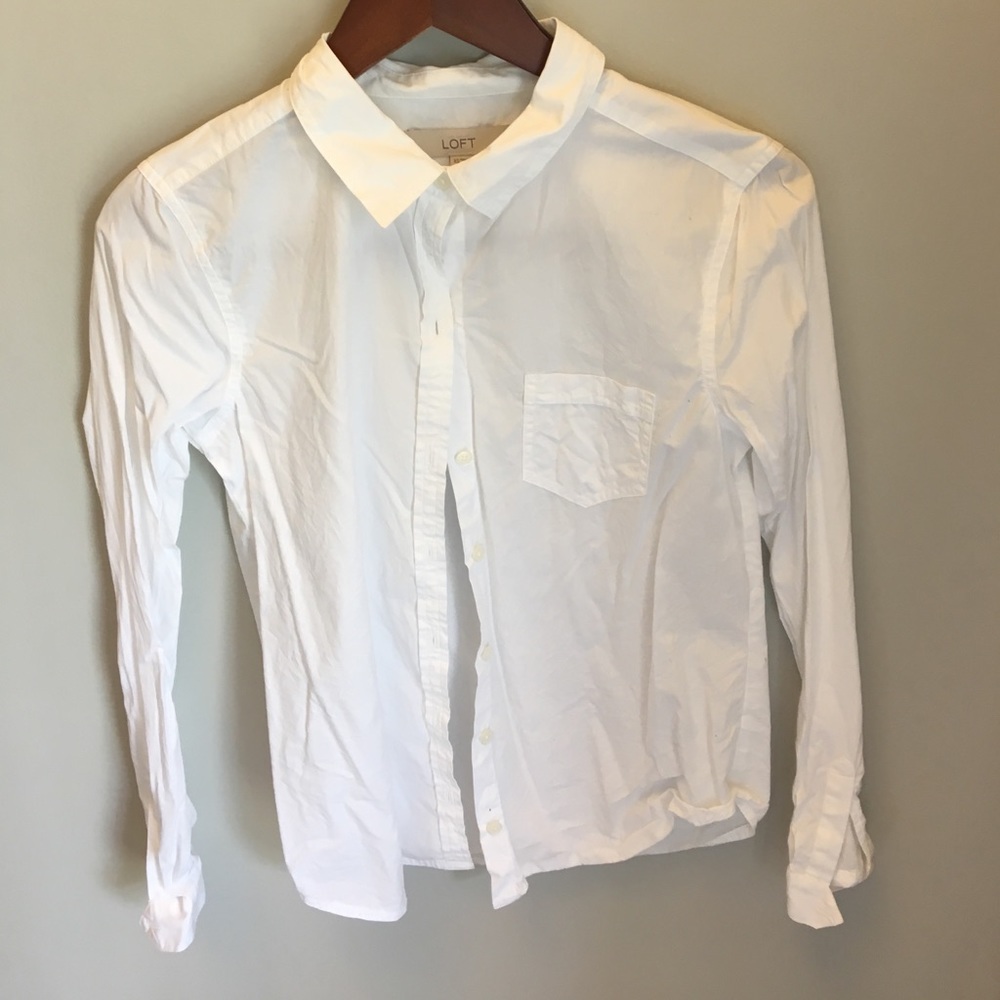 EUC Loft White Button Down Shirt XS