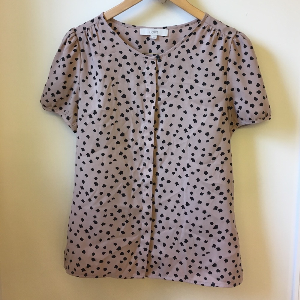 Mauve polka dot-ish patterned top