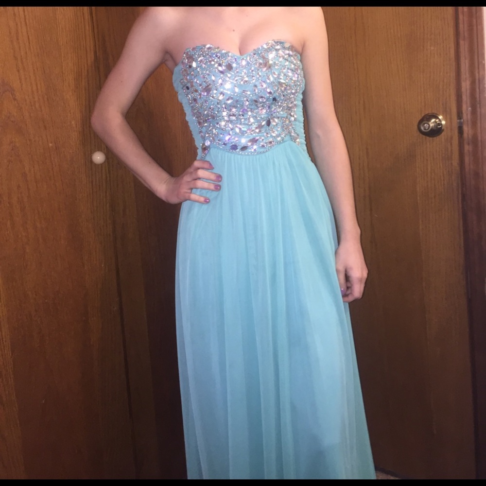 Seafoam blue prom dress