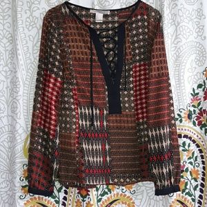 Cute lace up blouse