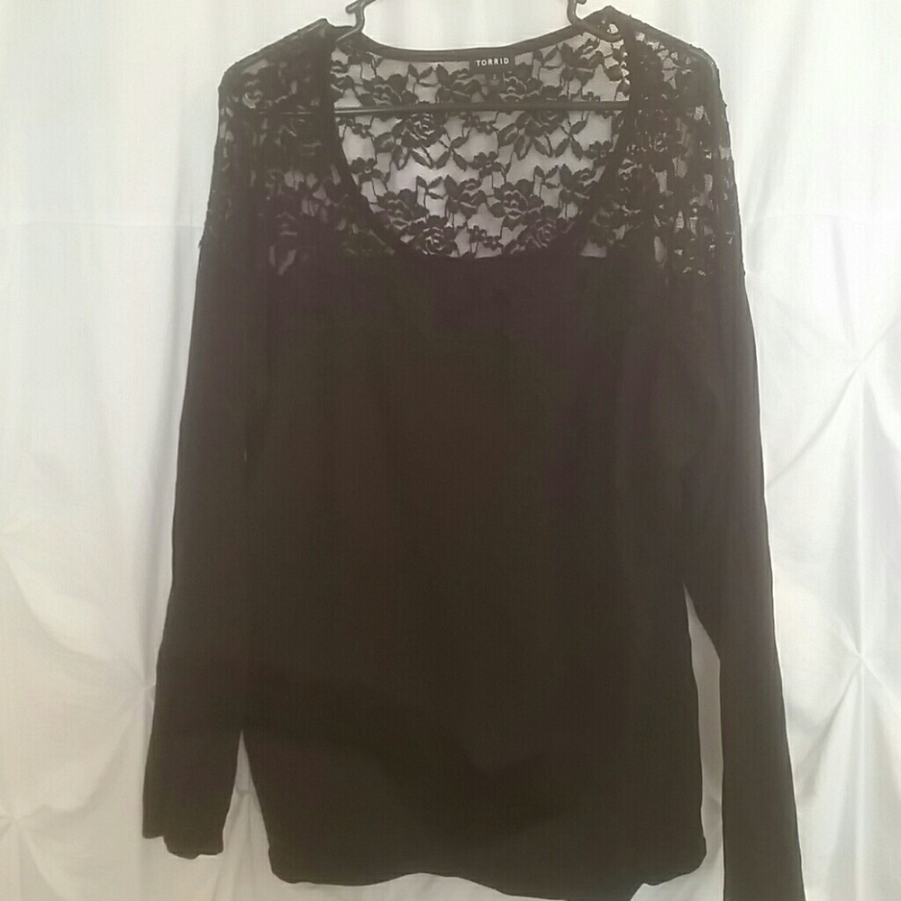 Torrid sweater with lace shoulders