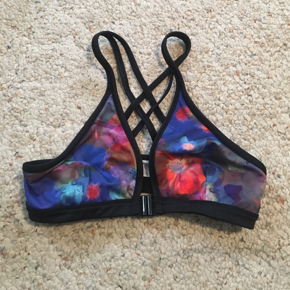 Strappy floral bikini top