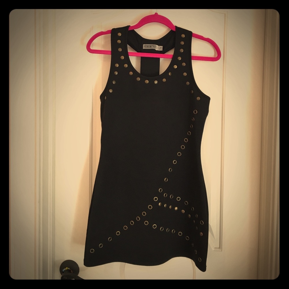 Studded black mini dress