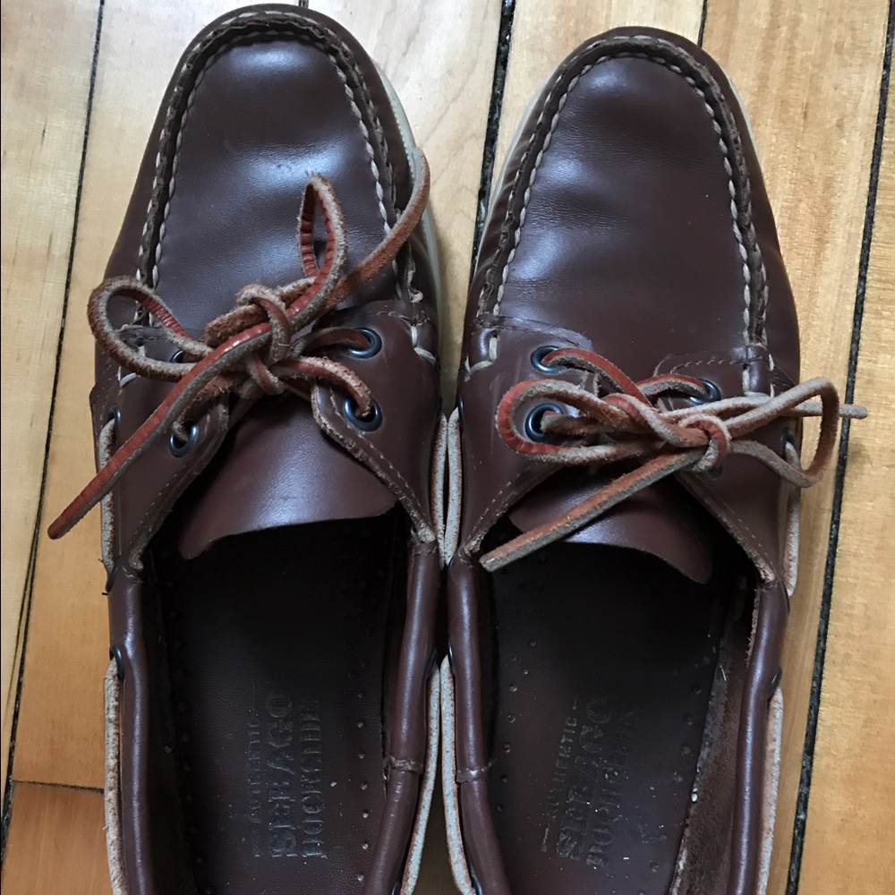 Sebago Docksides boat shoes leather brown women