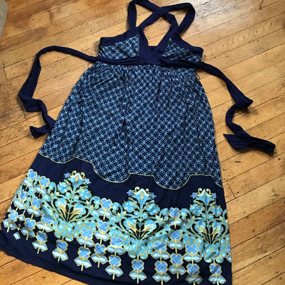 Blue patterned Anthropologie Deletta sundress