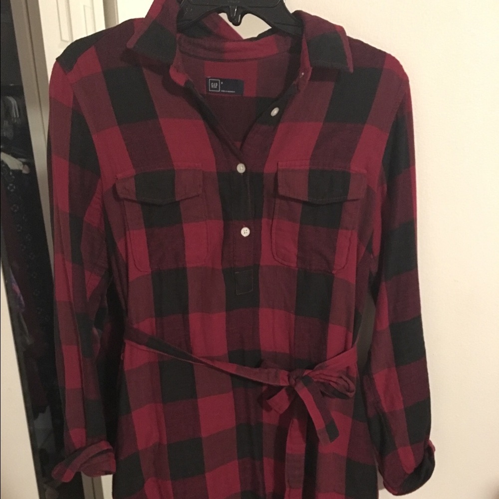 Buffalo Checkered Plaid red shirt dress Gap
