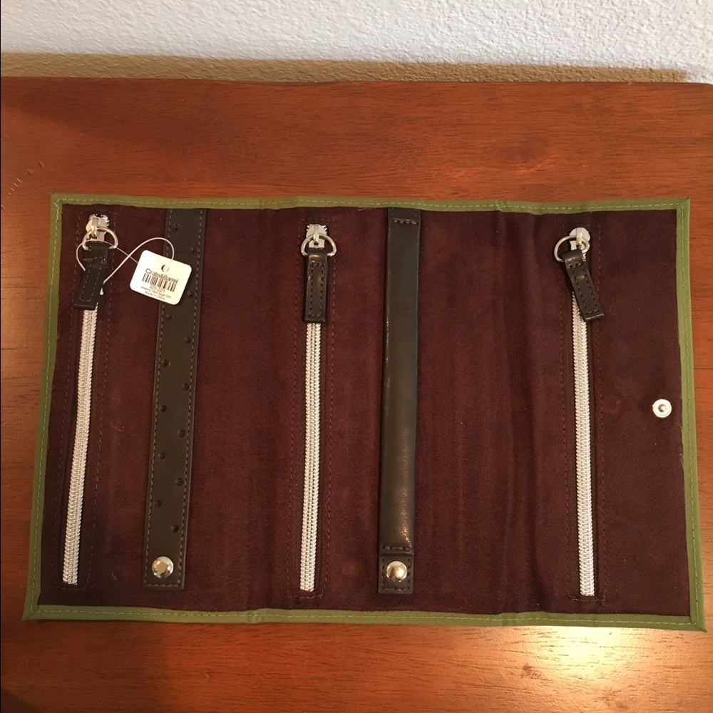 Crate & Barrel Jewelry Roll. Vegan material.