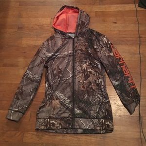 Carhart Orange and Camo Hoodie Sz Large.
