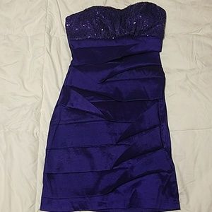 Purple strapless dress