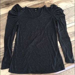 MOSSIMO • long-sleeve black shoulder ruffle top