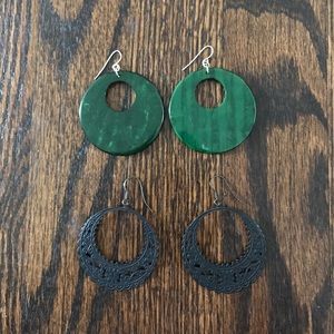 Two Pairs of Large Circle Earrings