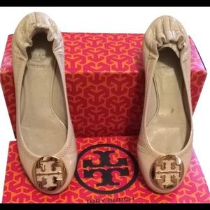 Tory Burch Reva Flats Patent Leather Knot & Gold