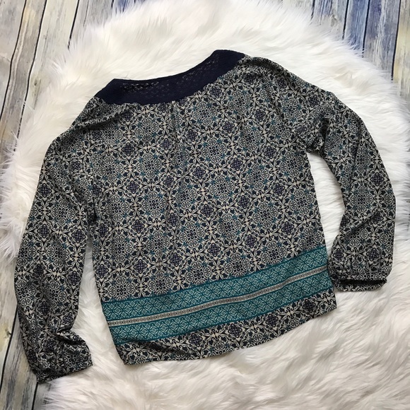 Skies Are Blue Tops - Skies Are Blue Stitch Fix Navy Collar Pattern Top Skies Are Blue Tops - Skies Are Blue Stitch Fix Navy Collar Pattern Top