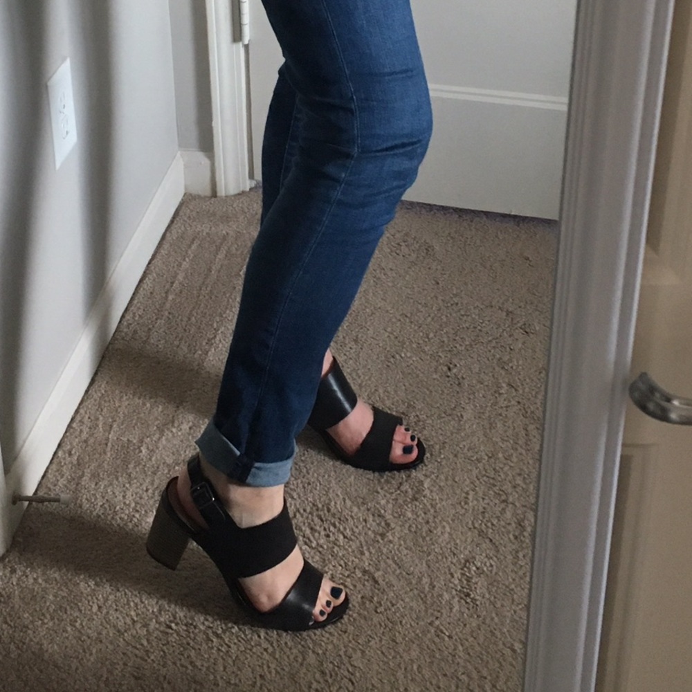 Barely-worn Black Clarks Chunky Heels -- 11