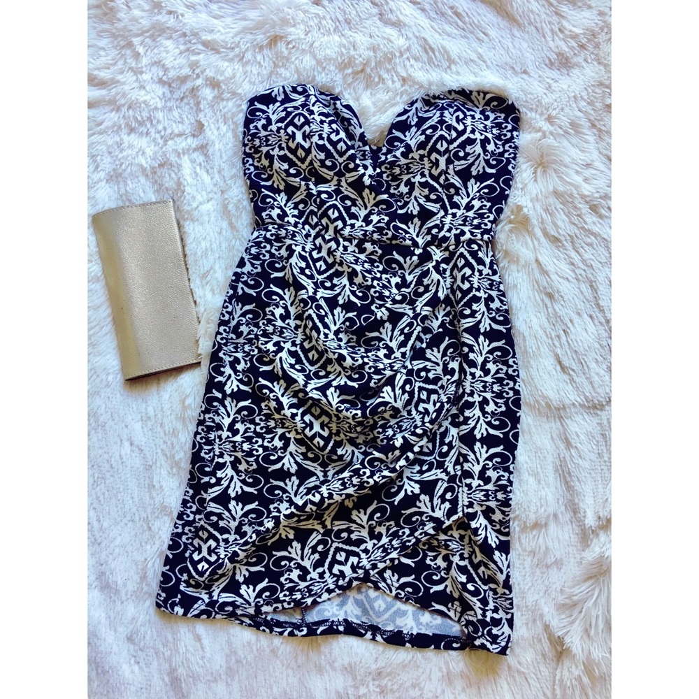 Trac USA black & white sexy strapless dress