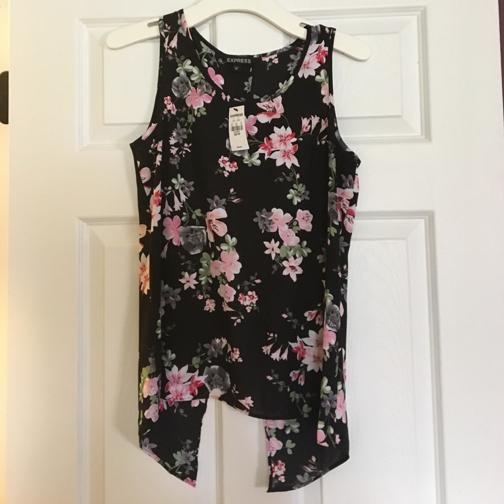 Express split back floral tank top