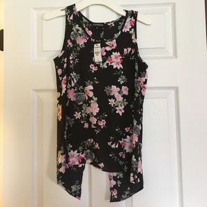 Express split back floral tank top