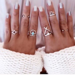 Vintage boho rings 6 piece set
