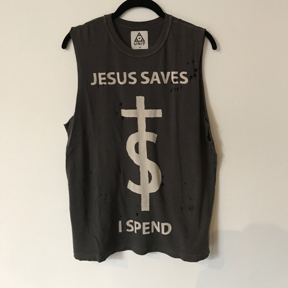 UNIF original Jesus Saves muscle tank. XS