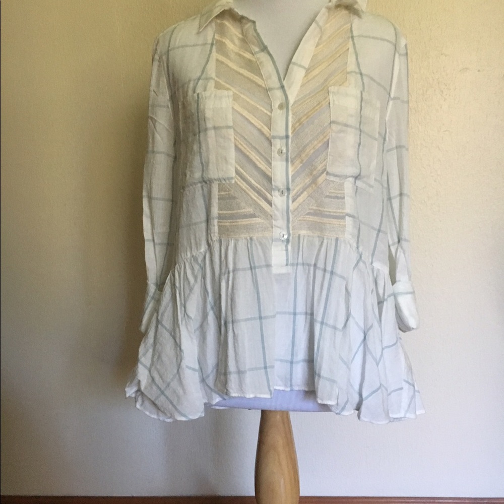 Maeve for Anthropologie  Button up Hi-Lo Top NWOT