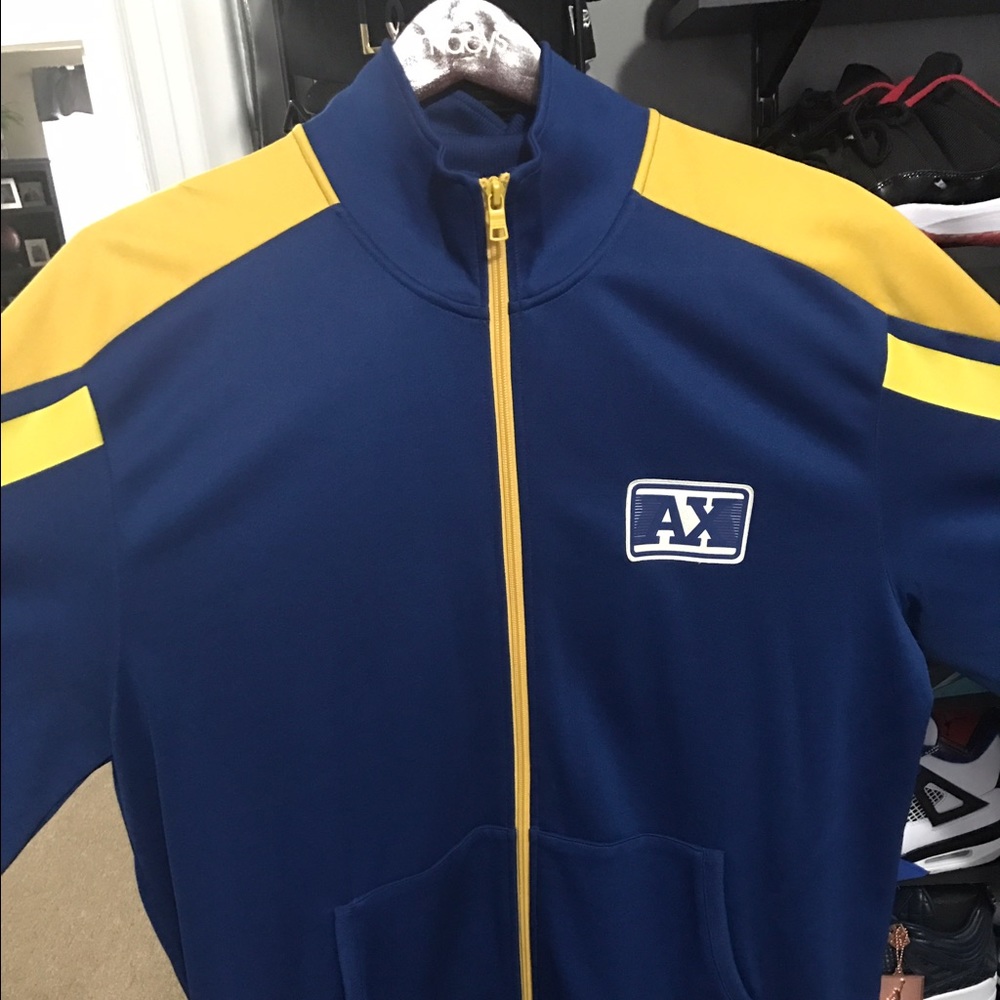 Blue and Yellow Armani Exchange zip up jacket