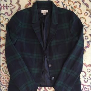 Blue and Green Plaid Blazer